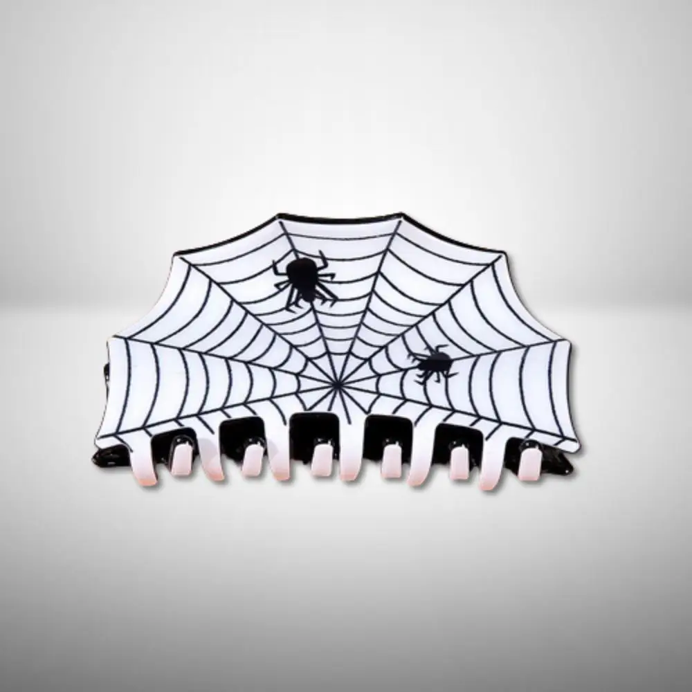 Acrylic Halloween Hairpin Ins Funny Hairpin Spider Web Ponytail Clip Black White Vintage Spider Web Hair Claw