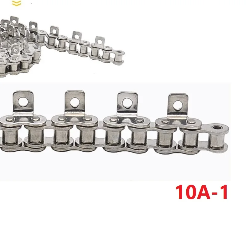 

10A-1 304 Stainless Steel Single Side Bent Ear Single Hole Chain 1.524 Meter Short Pitch Roller Chain For Transmission