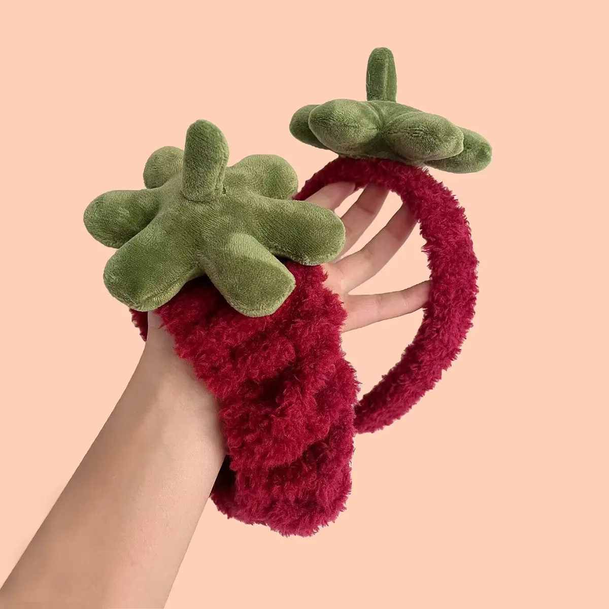 

1 Pcs Ladies' Hair Hoop Cute Sweet Cartoon Fruit Strawberry Leaf Facial Wash Plush Absorbent Moisture-proof Hair Bands For Girl