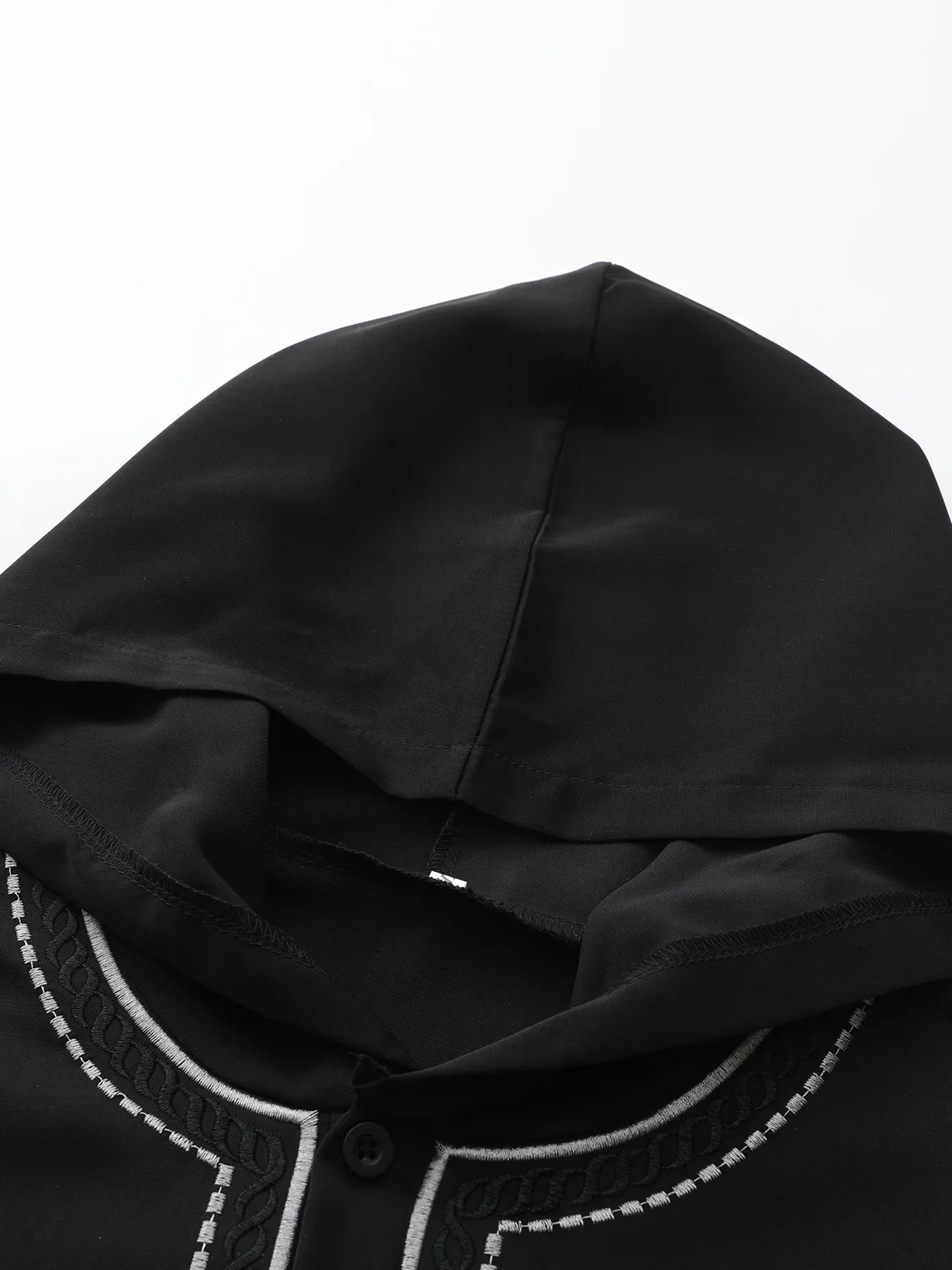 Mężczyźni z kapturem Solid Jubba Thobe Muslim Fashion Abaya Dubai Long Robe Modest Gown Loose Embroidery 2025 New Spring Spliced Casual