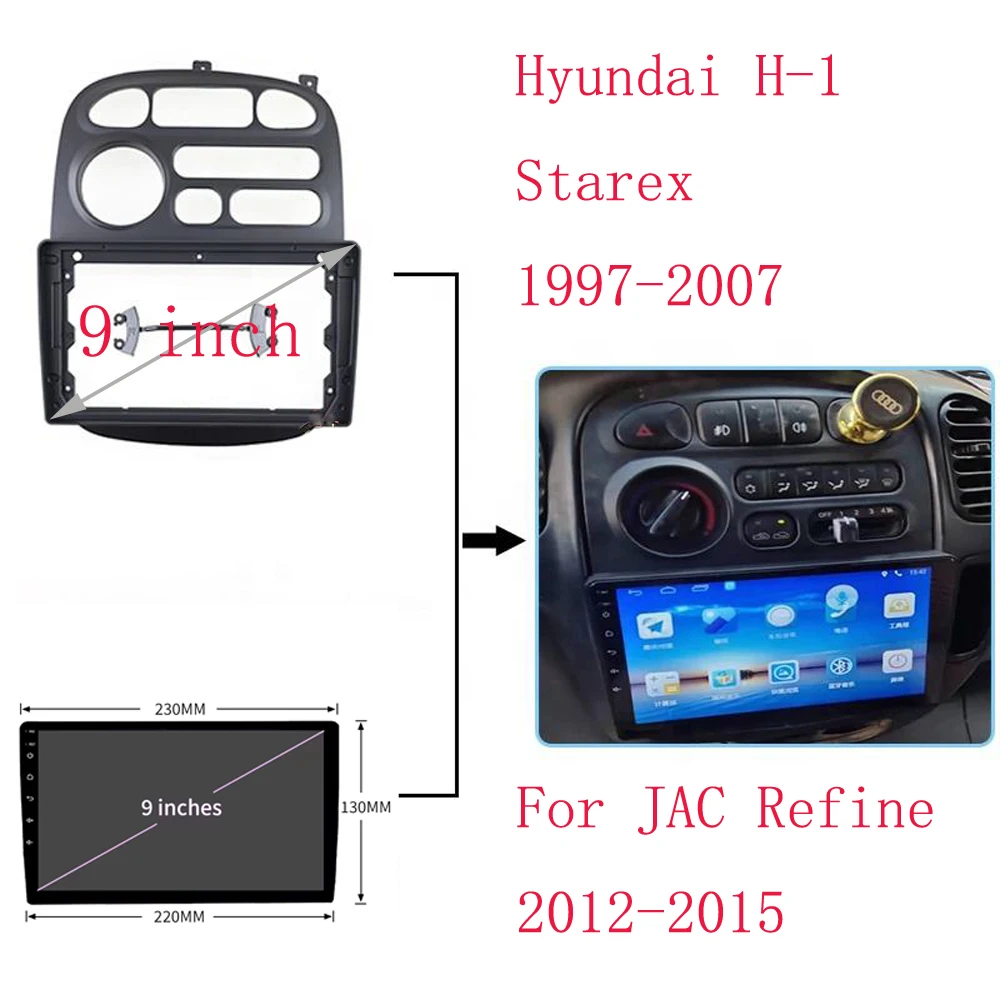 For Hyundai H1 Starex 1997-2007 / REFINE Car Radio Fascias Android GPS MP5 Stereo Player 2 Din Head Unit Panel Dash Frame Inst