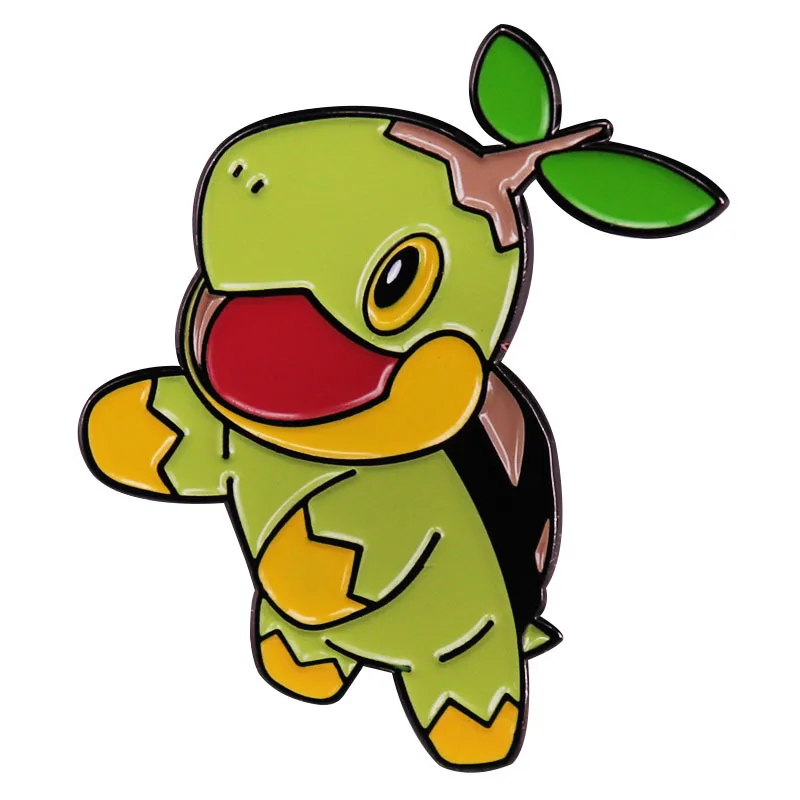 Pokemon Turtwig Anime Reversspelden Rugzak Jeans Emaille Broche Pin Vrouwen Mode Sieraden Geschenken Kawaii Schildpad Cartoon Badges