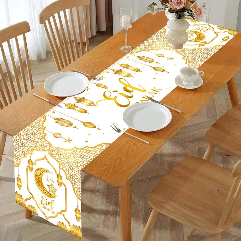 Ramadan Kareem Polyester Table Runner Ramadan Decoration For Home 2026 Islamic Muslim Party Supplies Gift EID Mubarak Al Adha