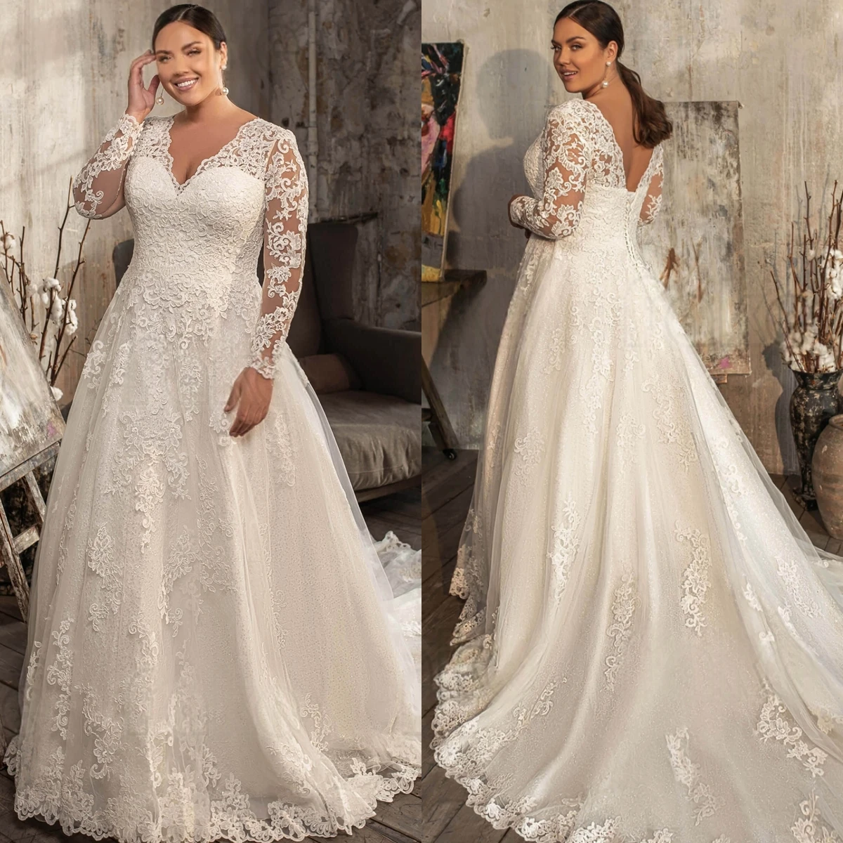 

Customized White Tulle Elegant Wedding Dress Exquisite Appliques Classic Lace Up Back High Quality Bridal Party Bridal Gowns