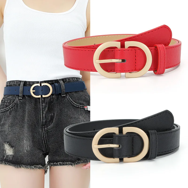 

105cm Female Fashion Belt Simple Metal Buckle Belt for Women Black Suit Jeans Clothing Accessories