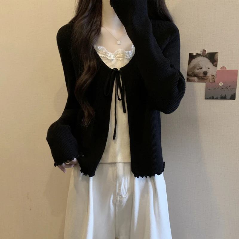 Ele Strickoberteil mit Holz für Damen, Übergröße, Herbst 2022, oulderlanges Design, Bauch, verdeckend, schlankmachend, Ef...