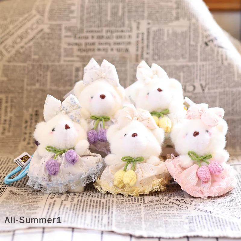 พวงกุญแจตุ๊กตาหมีกุหลาบน่ารัก ของเล่นตุ๊กตาการ์ตูนน่ารัก ของตกแต่งกระเป๋าเป้สะพายหลัง ของขวัญสำหรับเด็กผู้หญิง