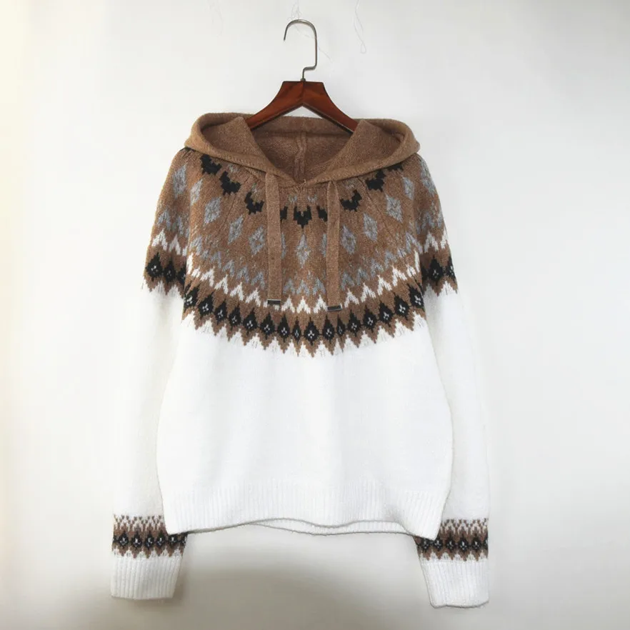 

Мягкая уютная вязаная шапка в скандинавском стиле в стиле ретро, свитер, зимний базовый слой, одинарная одежда, накладная цветочная вышивка, длинное све, полиэфирное волокно