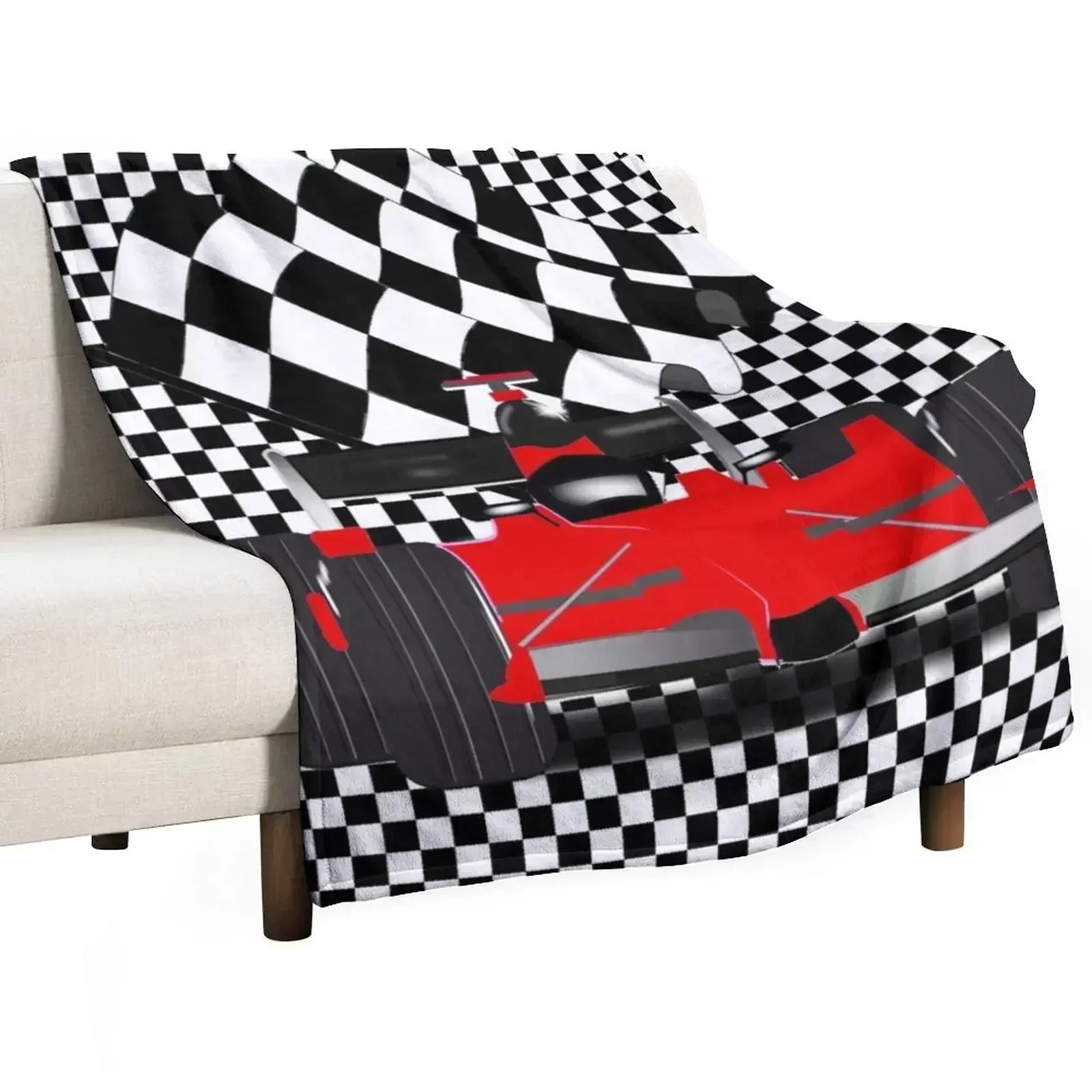 

RedRace Car with Checkered Flag Throw Blanket Luxury warm winter Thermals For Travel Blankets