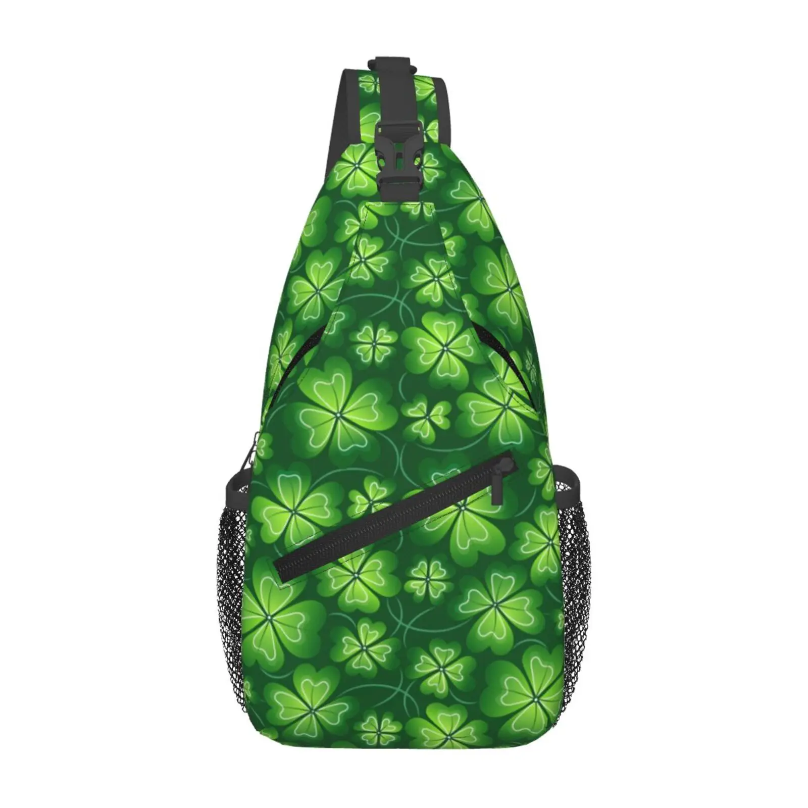 

Green Four-leaf Clover Print Sling Bag Women Crossbody Chest Backpack Hiking Daypack Men Travel Casual Rideing Outdoor Beach