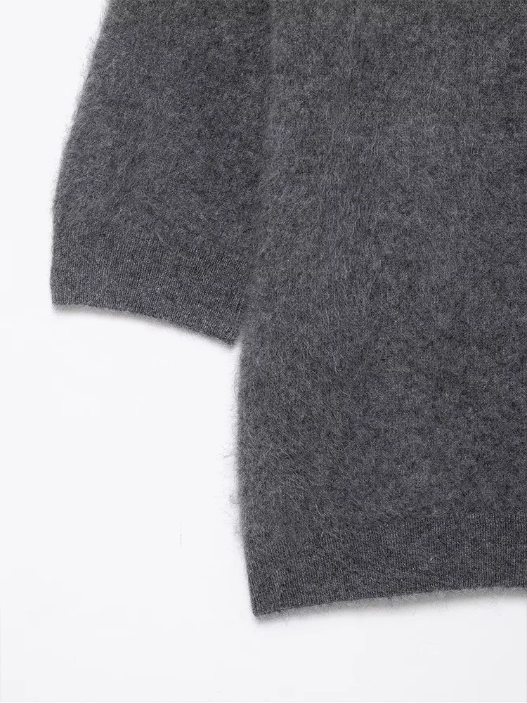 เสื้อคาร์ดิแกนถักแขนสั้นคอปกโปโลสีพื้นสไตล์ยุโรปแฟชั่นใหม่สำหรับผู้หญิงอเนกประสงค์และสง่างาม