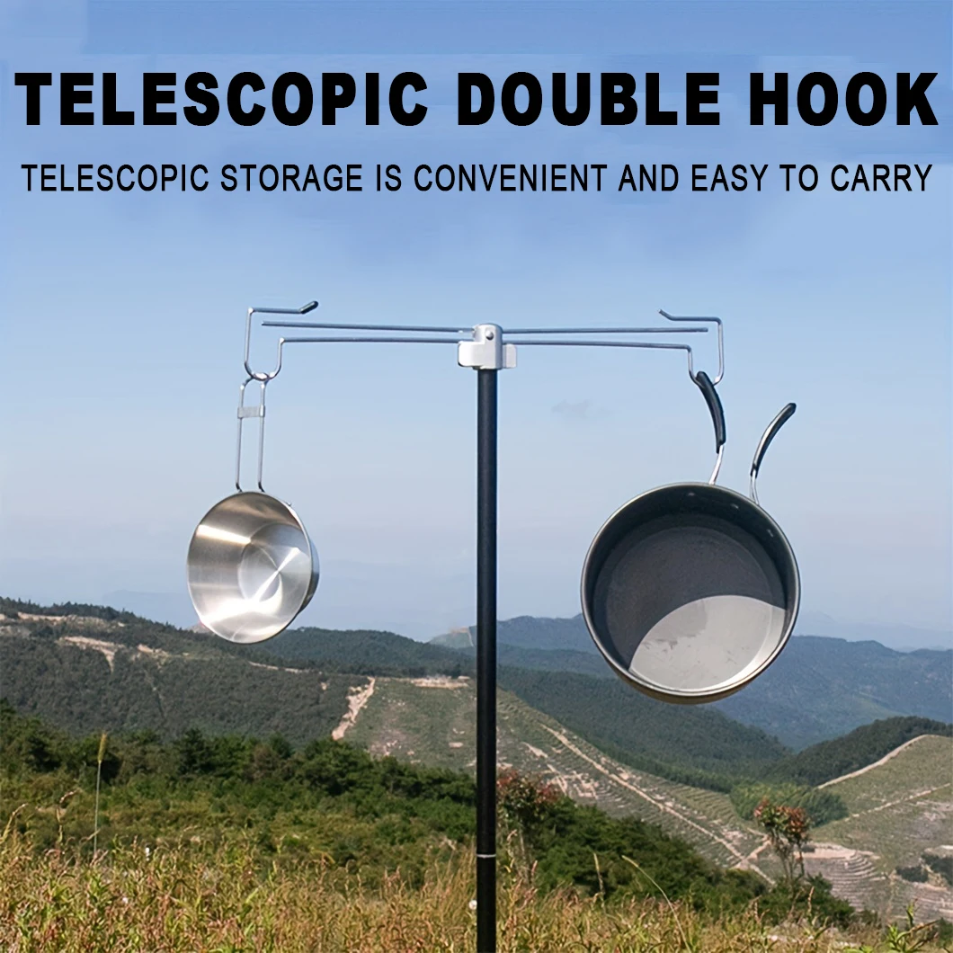 

1pc Tall Collapsible Camping Lantern Stand Pole with Stakes and Hooks, Ultralight Portable Folding Aluminum Alloy Lamp Poles