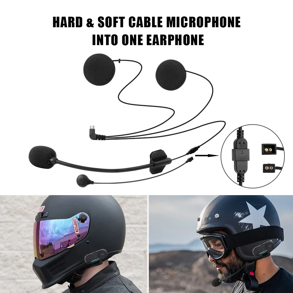 FreedConn ヘッドフォンマイク 2 で 1 イヤホンオートバイインターホンヘルメット Bluetooth ヘッドセット T-COM VB SC COLO RC T-MAX T-REX