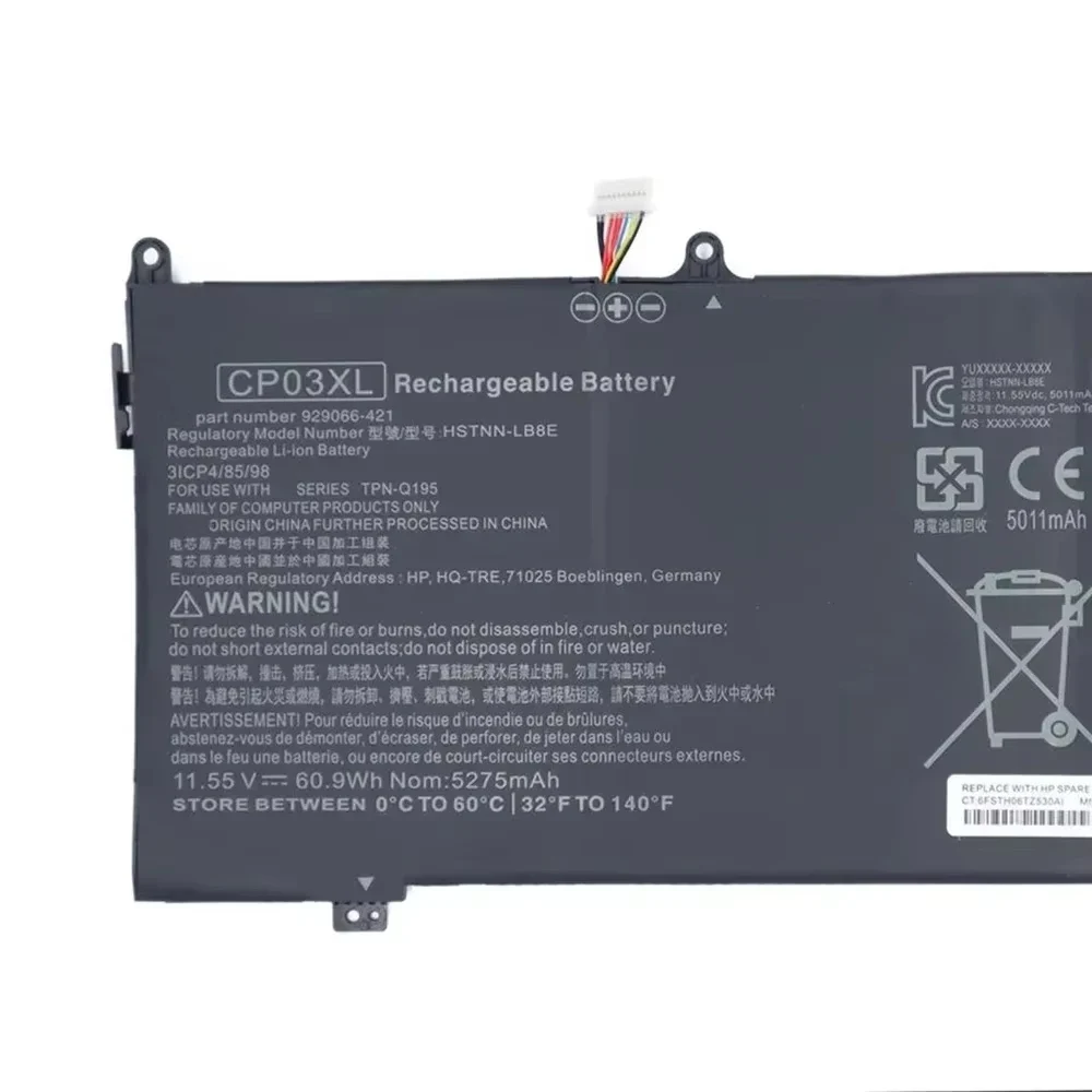 CP03XL Notebook Battery for HP SpectreX360 13 X360 13-ae000 13-ae011dx 13-ae012dx CP03060XL 11.55V 60.9Wh