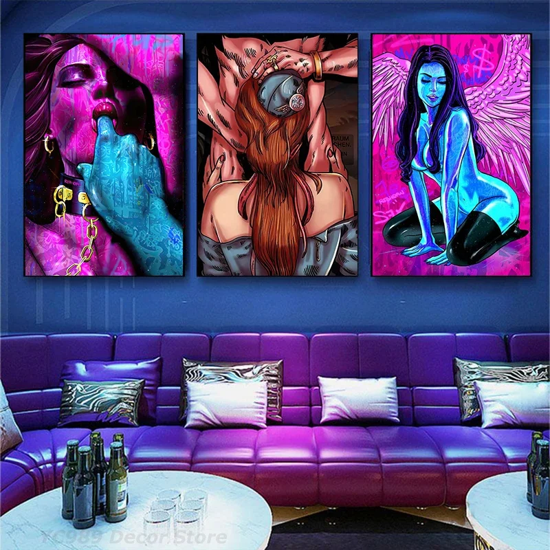 Nude Body Men Woman Figure Canvas Painting Sexy Lover Poster Adults Wall Art Cuadros Abstract Picture Bar Bedroom Home Decor