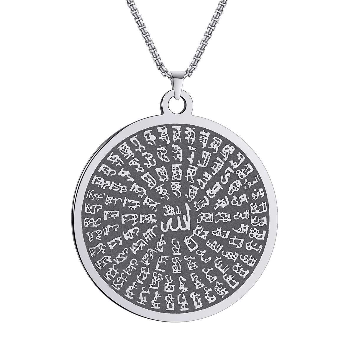 Islamic Fashion Muslim Alla Necklace 99 Names Mysterious Symbol Pendant Asmaulhusna (Names of Allah) Islamic Men's Necklace