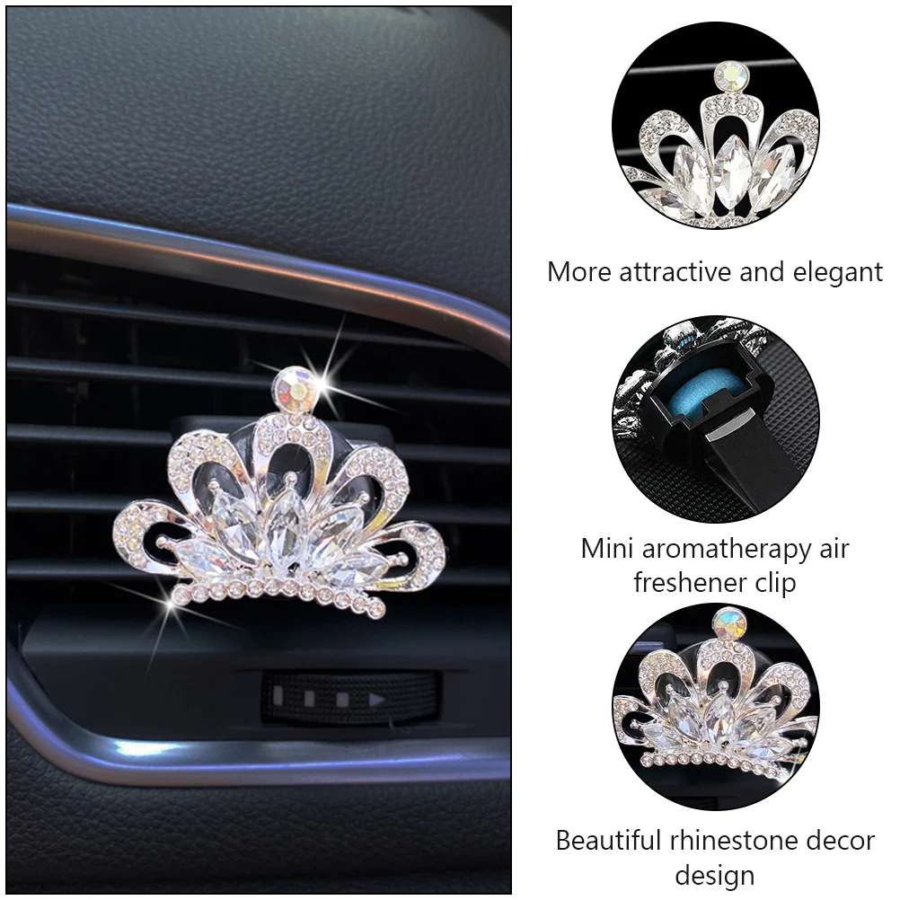 

4pcs Car Aroma Diffuser Air Vent Mini Aromatherapy Clip Zinc Alloy Aroma Ornament Automotive Perfume Clip Beautiful Rhinestone