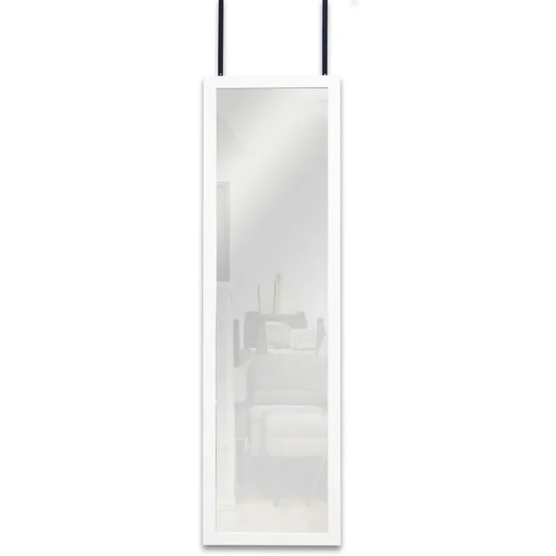 Full Length Adjustable Over The Door Mirror White Wood Finish Hanging Instant Install Long Body  14