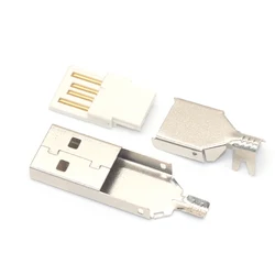 20PCS USB 2.0 Type A Welding Type Male Plug Nickel Plated Connectors usb-A Tail Socket 3 in 1 DIY Adapter