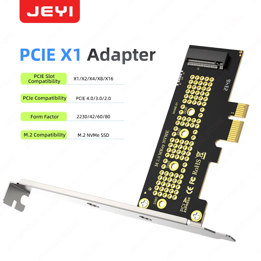 JEYI M.2 NVMe naar PCIe Converter Card-16Gbps PCIe 3.0/4.0 SSD-adapter voor X1/X4/X8/X16 Slots-adapter met installatie