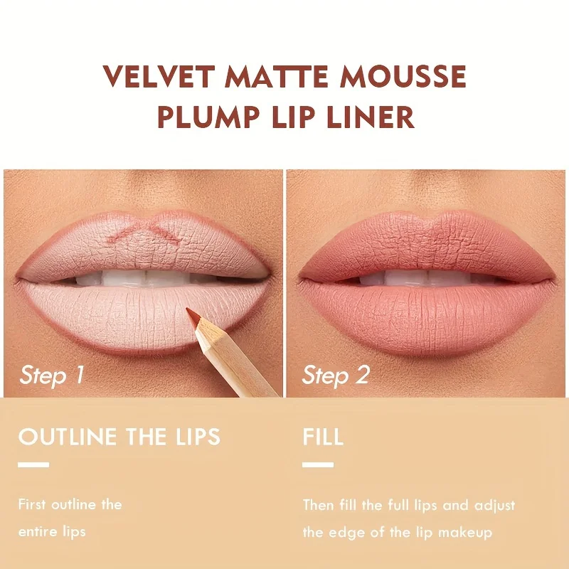 12 Stks/set, Matte Lippenstift Lipliner Cadeau Set, Nude Kleur Langdurige Niet-Strippende Lip Make-Up Lippenstift Potlood Geschenken Voor Vrouwen