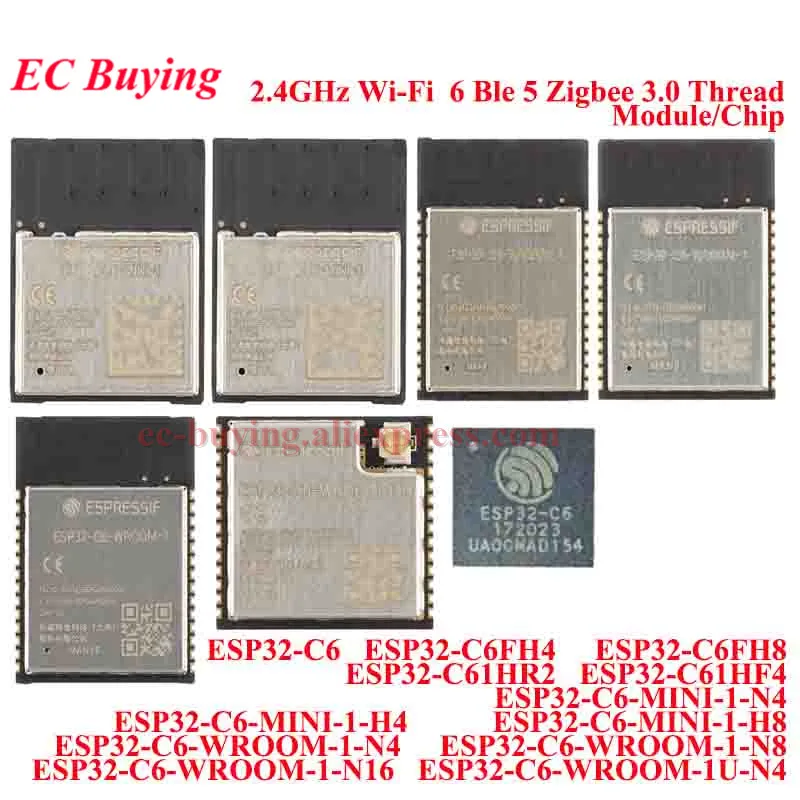 10 unidades/1 unidade ESP32-C6-WROOM-1 1U N16 N8 N4 ESP32C6 ESP32-C6-MINI-1-H4 H8 Módulo Sem Fio Wi-Fi 6 2.4G Ble 5 Zigbee 3.0 Thread