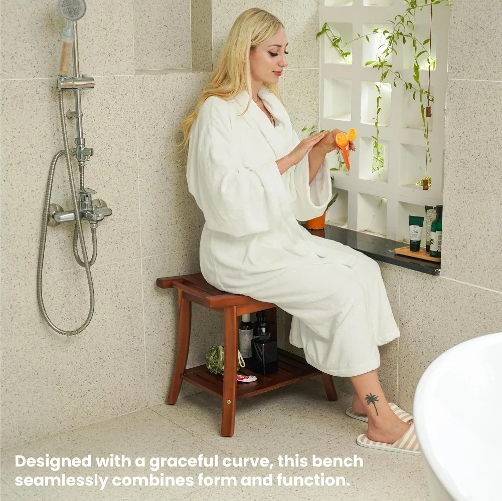 Acacia Wood Shower Benches for Inside Shower - Wooden Shower Stool Waterproof for Shaving Legs