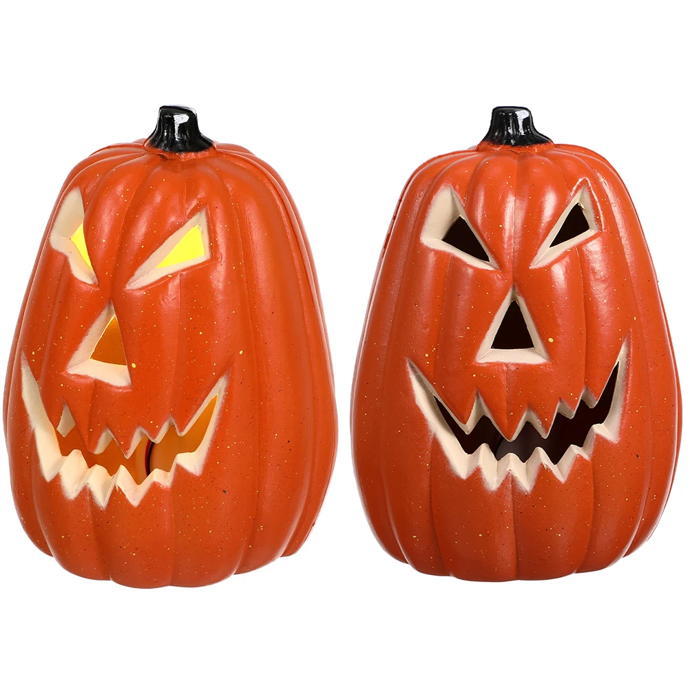 

2 Pcs LED Pumpkin Lantern Skull Decorative Lights for Halloween Home PartyHaunted House Interior Outdoor Festive