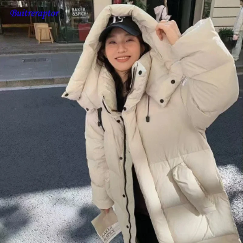 Women's Down Coats Korean Loose Hooded Thick Warm Long Down Jacket Winter Coat for Women Female Parkas Outerwears 2024