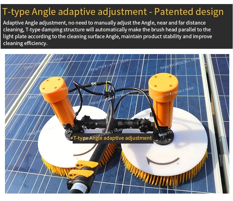 Solar Panel Cleaning Brush 3.5m/5.5m/7.5m with Extended DC/AC Power for PV System Maintenance