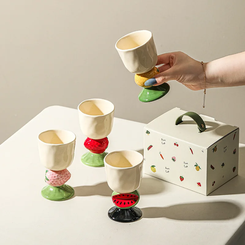 

New Fruit Hand Cup Cute Ceramic Mug Creative Goblet Household Coffee Cup High Value Gift Mugs Coffee Cups Gift