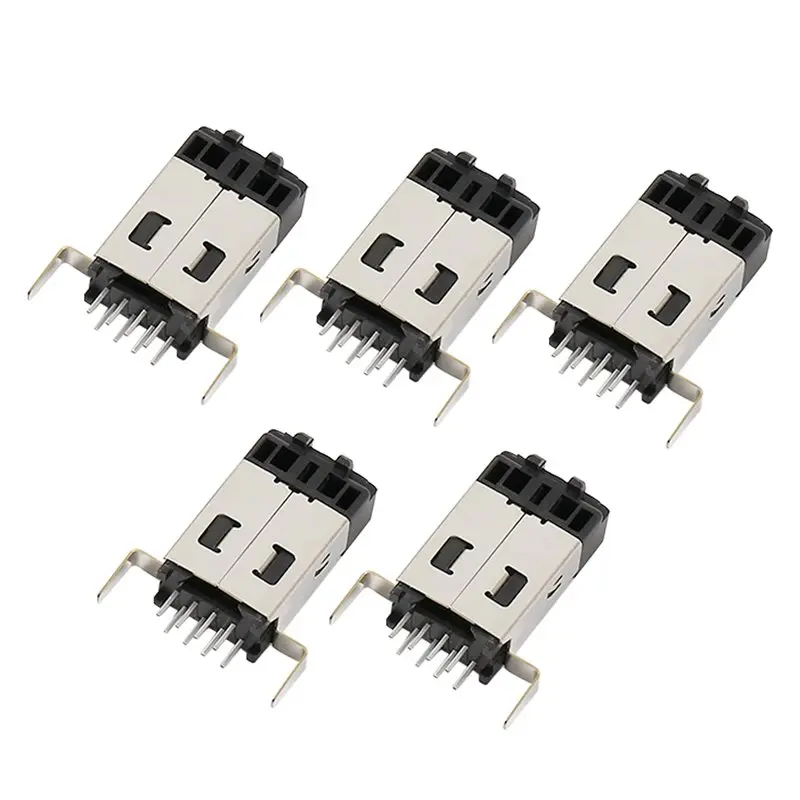 FULL-Black Modular RJ45 Connector 5PCS 8P8C Long Body PCB Board Male Shielded DIP Plug-In Network RJ45 Plug