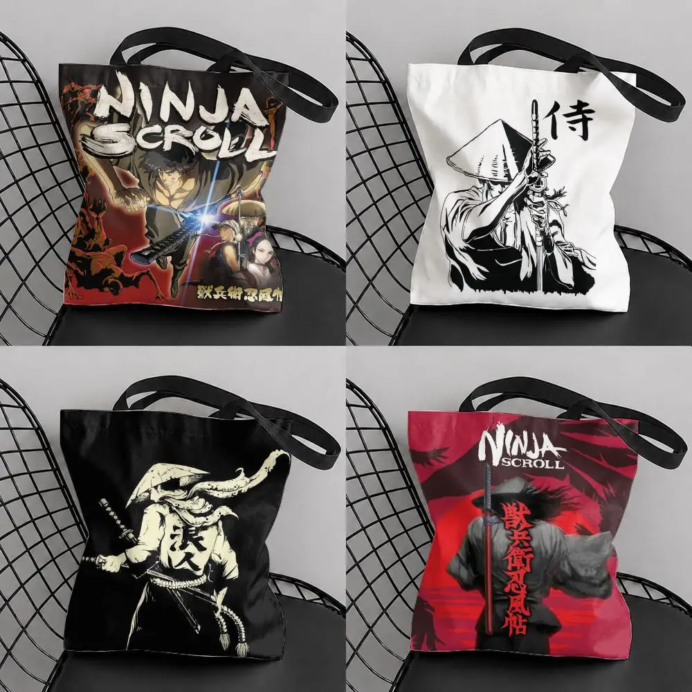 N-Ninja S-Scroll Game Storage Bags Canvas Tote Bag Double-Sided Print Lightweight Shoulder Travel Beach Bag Gift Eco