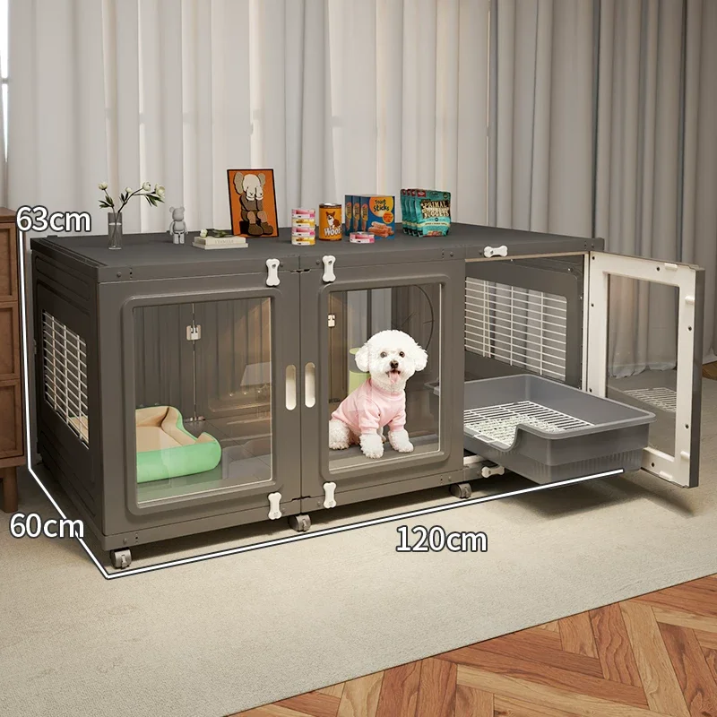 Panoramic Resin Dog Villa Cage for Small Medium Dogs Indoor Pet House with One Room One Toilet Thickened