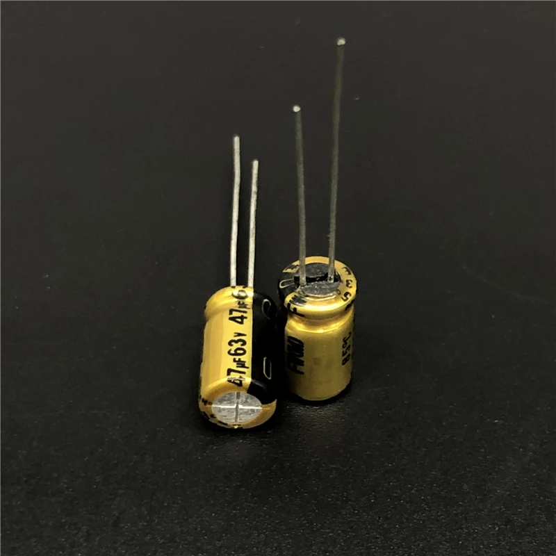 Capacitor eletrolítico de alumínio série NICHICON FW, Áudio HiFi DIY, 6,3x11mm, 47uF, 63V, 63V47uF, 10Pcs