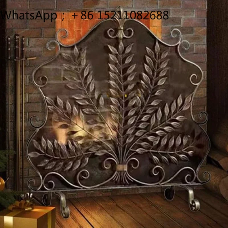 LLY rural wrought iron floor-to-ceiling old household living room fireplace screen leaf partition seat screen anti-scalding