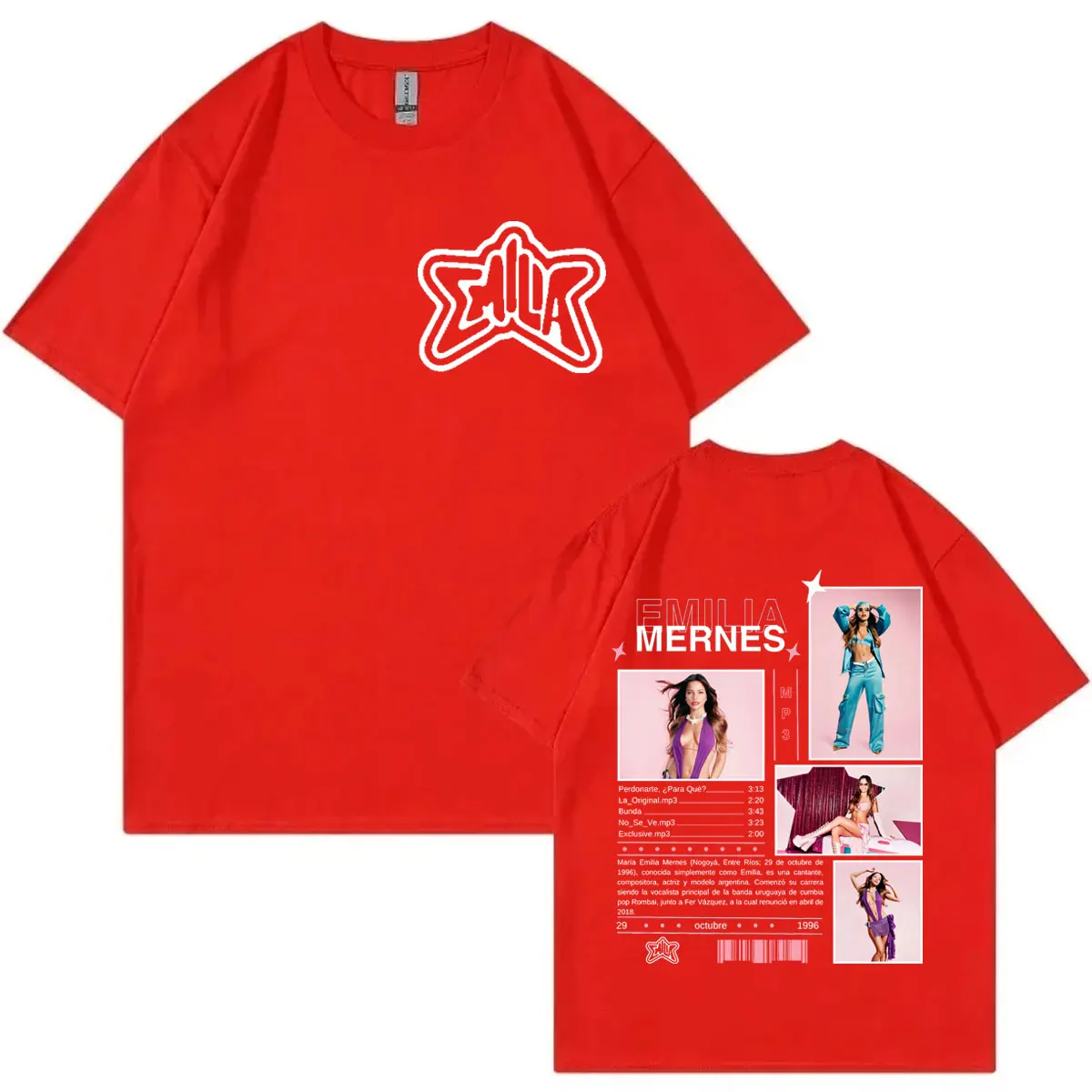 إميليا Mernes MP3 جولة الجرافيك تي شيرت الرجال النساء الهيب هوب موضة الجمالية تي شيرت عالية الجودة القطن المتضخم تي شيرت