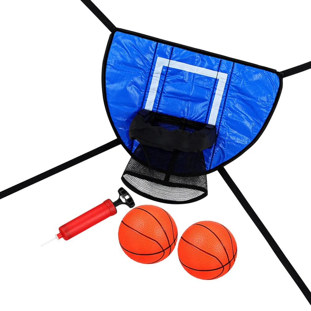 

1Set Children Sports Basketball Hoop Trampoline Attachment Dunking Goal Set Balls Pump Outdoor Fun Coordination