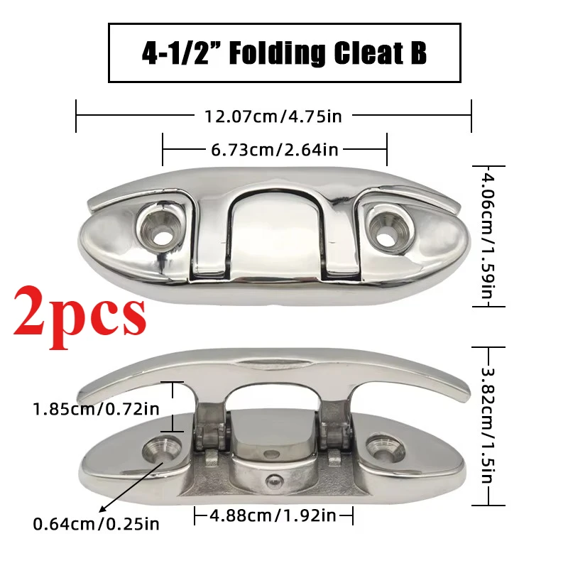 4.5/5/6/8 inch Marine Mooring Opvouwbare Cleat 316 Roestvrij Staal Hoge Spiegel Gepolijst Glanzende Boot dek Opvouwbare Cleats Onderdelen