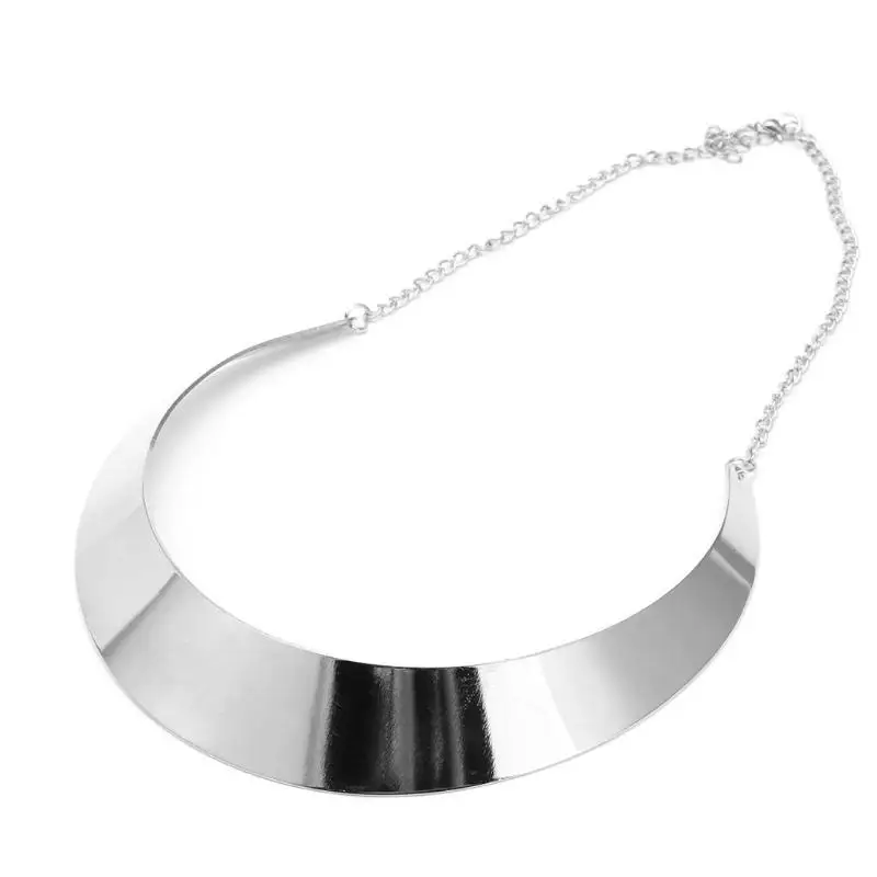 31BB Fashion Plated Golden Silver Vintage Torque Necklace Unique Metal Alloy Choker