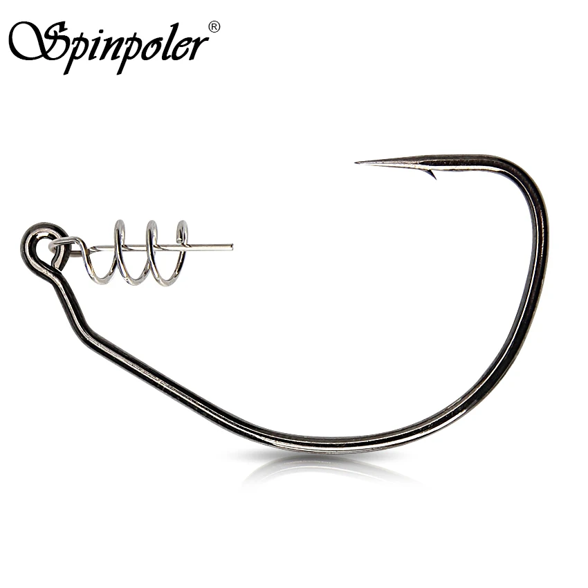 Spinpoler Unbeschwerter Raptor Angelhaken mit Zentrierstiftfeder, 3X Hochkohlenstoffstahl Offset Swimbait Haken 5/0 7/0 10/0 Angelzubehör