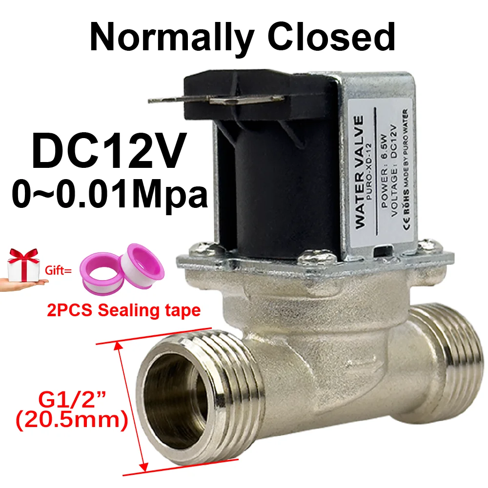 

G1/2 " DC12V Normally Closed Brass Galvanized Electromagnetic Valve Without Pressure Water Outlet Valve Magnetic Switch