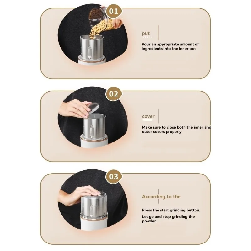 【OFF SHELF】Grain Mill Multi-Voltage Coffee& Herb Grinder-Fine Powder, Wet/Dry, For Home-US Plug