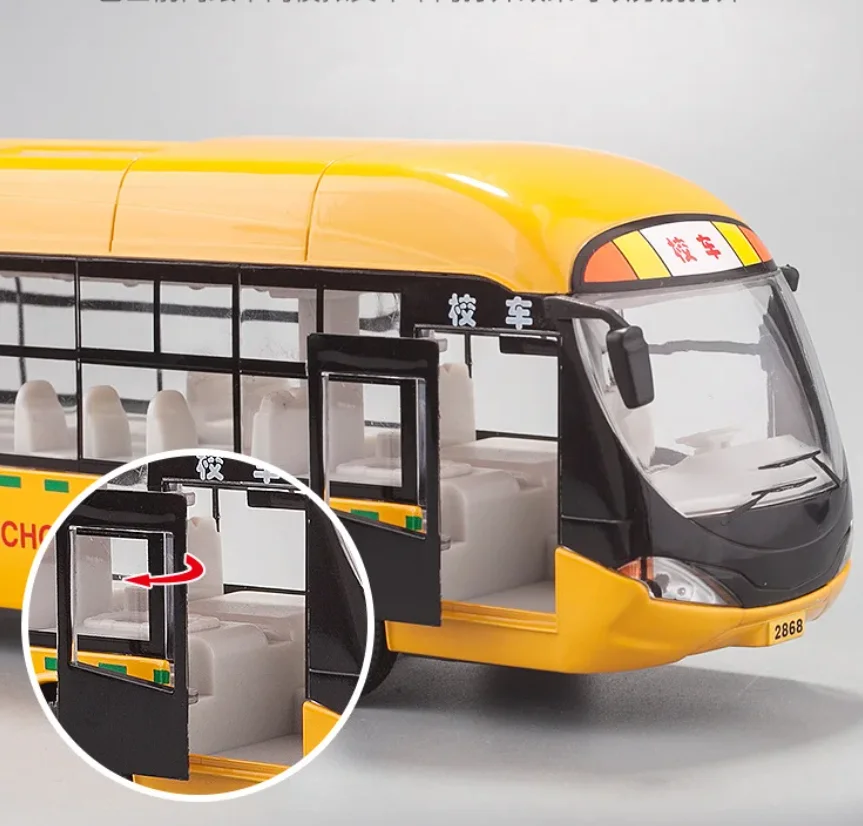 حافلة المدينة الضوء والصوت التراجع الأبواب يمكن فتحها سبيكة لعبة سيارة نموذج ألعاب أطفال هدية B309