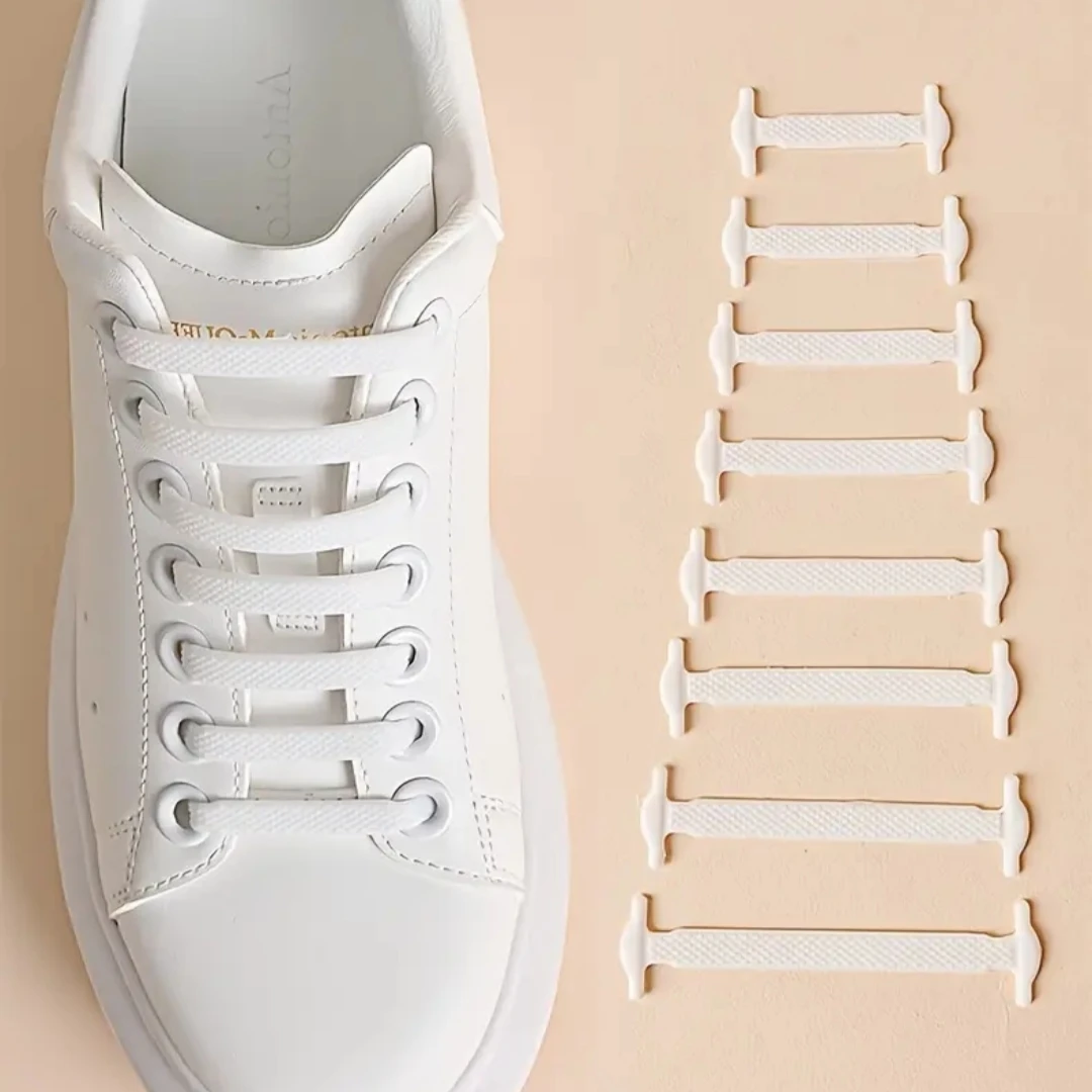 Silicone No Tie Shoelaces 16Pcs Stretch Rubber Elastic Lazy Shoe Laces Fashion Laces Unisex All Sneakers