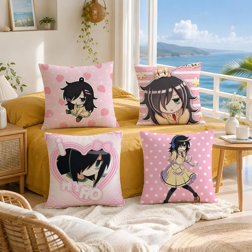 anime Kuroki Tomoko Cushion Cover Throw Pillow Short Plush Fresh Natural Cushion for Living Room Sofa Ornament Present Gift