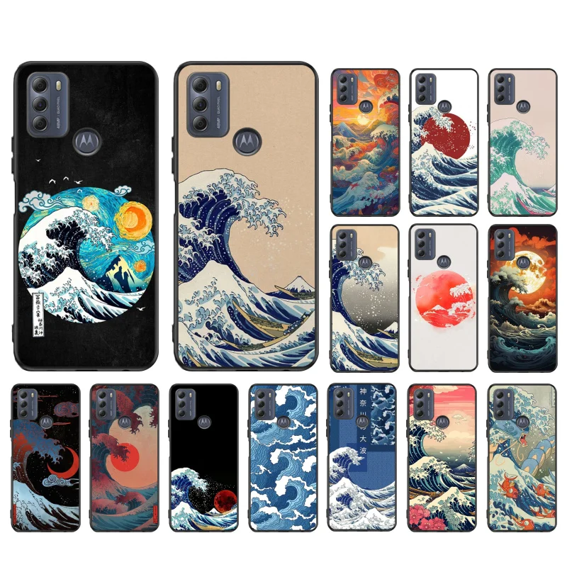 Japanese Wave Case For Motorola Edge 50 40 Pro 50 40 30 Ultra Neo Fusion Moto G84 G54 G24 G62 G53 G72 G60