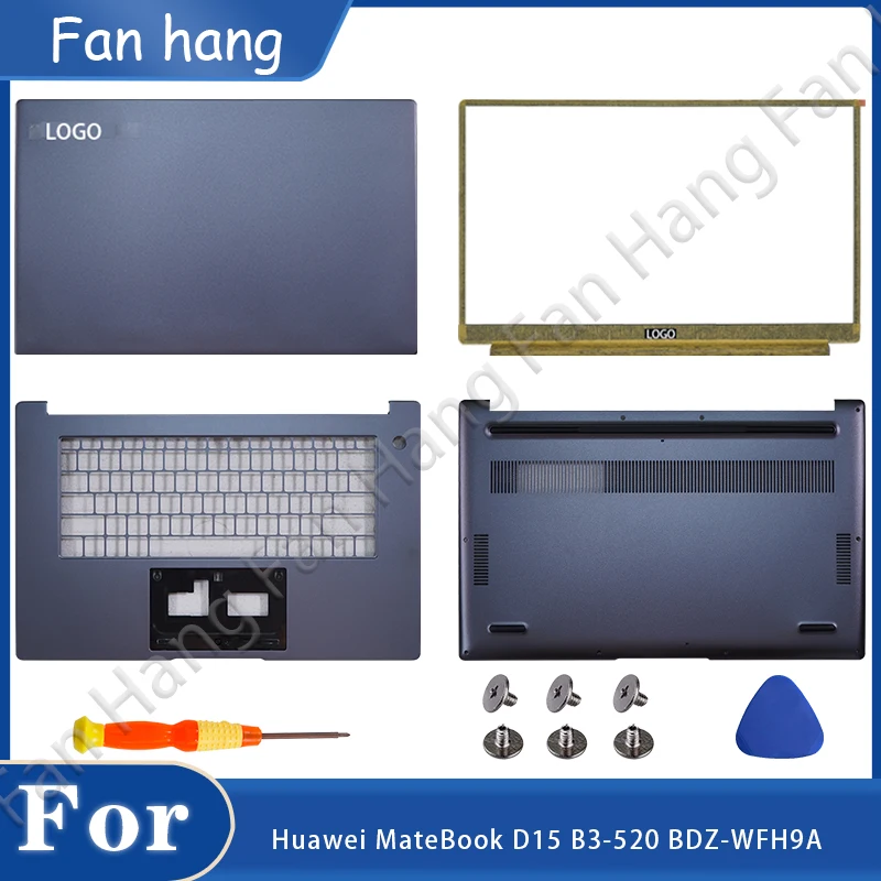 

New Cover For HUAWEI MateBook D15 B3-520 BDZ-WFH9A LCD Back Cover Top Rear Lid Bottom Case Palmrest Shell Upper Replacement