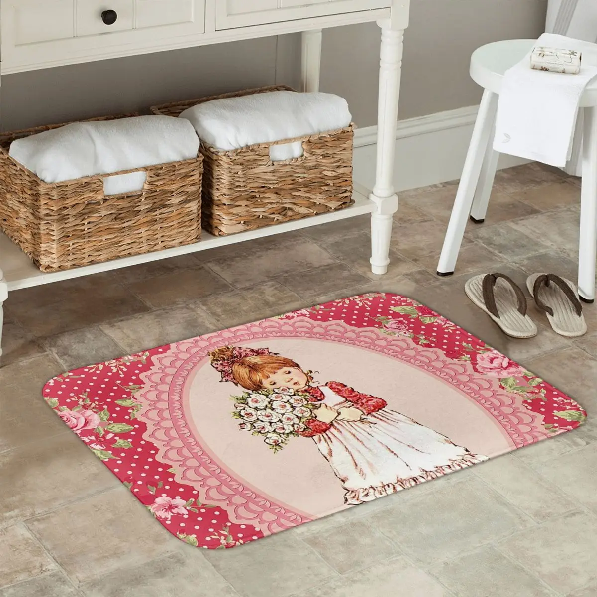 

Нескользящий коврик Kawaii Sarah Kay, напольный коврик, водостойкий маслостойкий ковер для кухни, входа, ванной комнаты, гостиной, коврики для ног