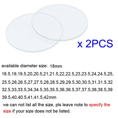 Imagen 2 del producto 2 uds espesor 1,5mm cristal de reloj redondo 18mm-42mm reemplazo de reloj inteligente lente de cristal espejo herramientas de reparación de relojes